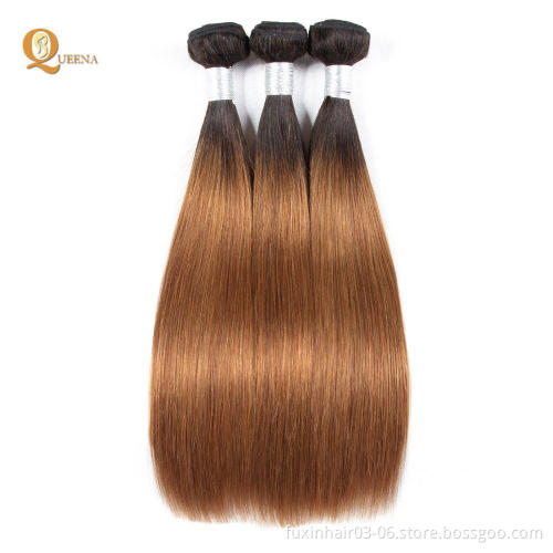 Brazilian Crochet Virgin Human Hair Weave Bundles With Closure Ombre Hair Extensions